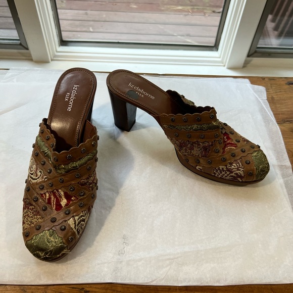 Liz Claiborne Multi Color Mules. Sz 11 - Picture 2 of 6